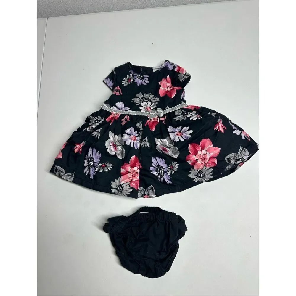 Carter's Girl's Baby Size 3M Cotton Floral Pattern Dress and Underpants